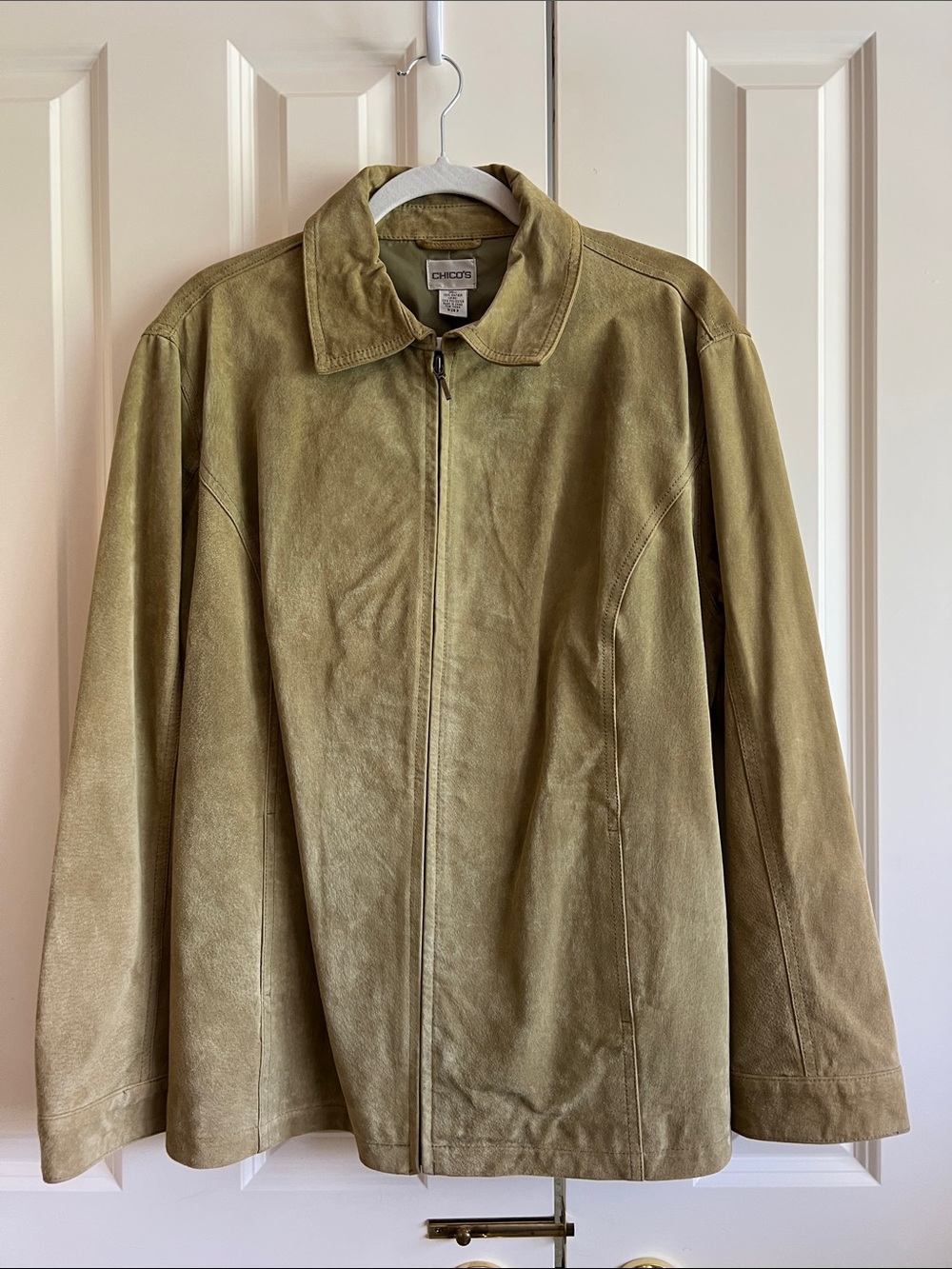 Chico’s Classic Suede Zip-Front Jacket - Olive Green (Chico’s Size 3 or XL)